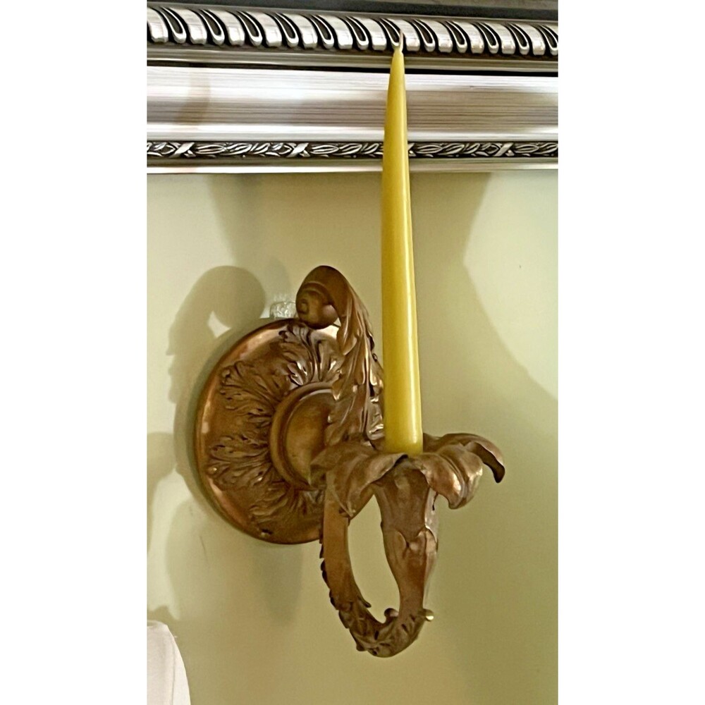 Vintage Ornate Wall-Mounted Candle Holder Flower Shaped MCM Hollywood Regency